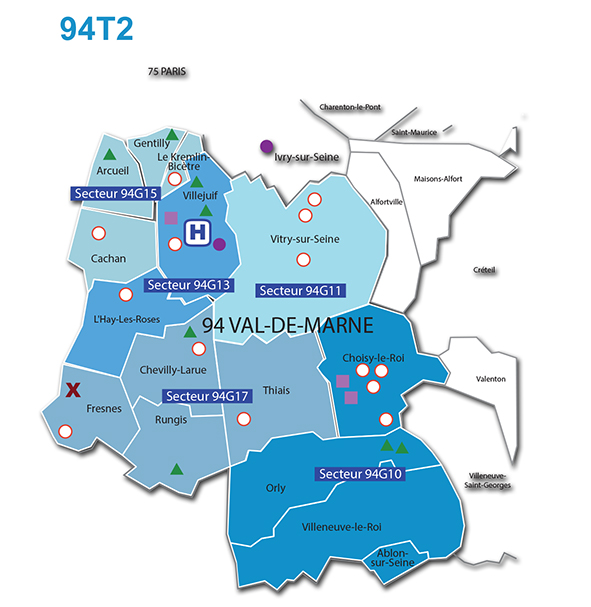 Carte des secteurs T2