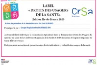 Label droits des usagers  de la santé 2020